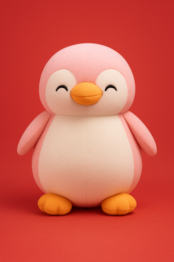 Soft Penguin Plush Toy Height 28 cm Pink White