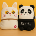 Cute Cat & Panda Plush School Bag Combo