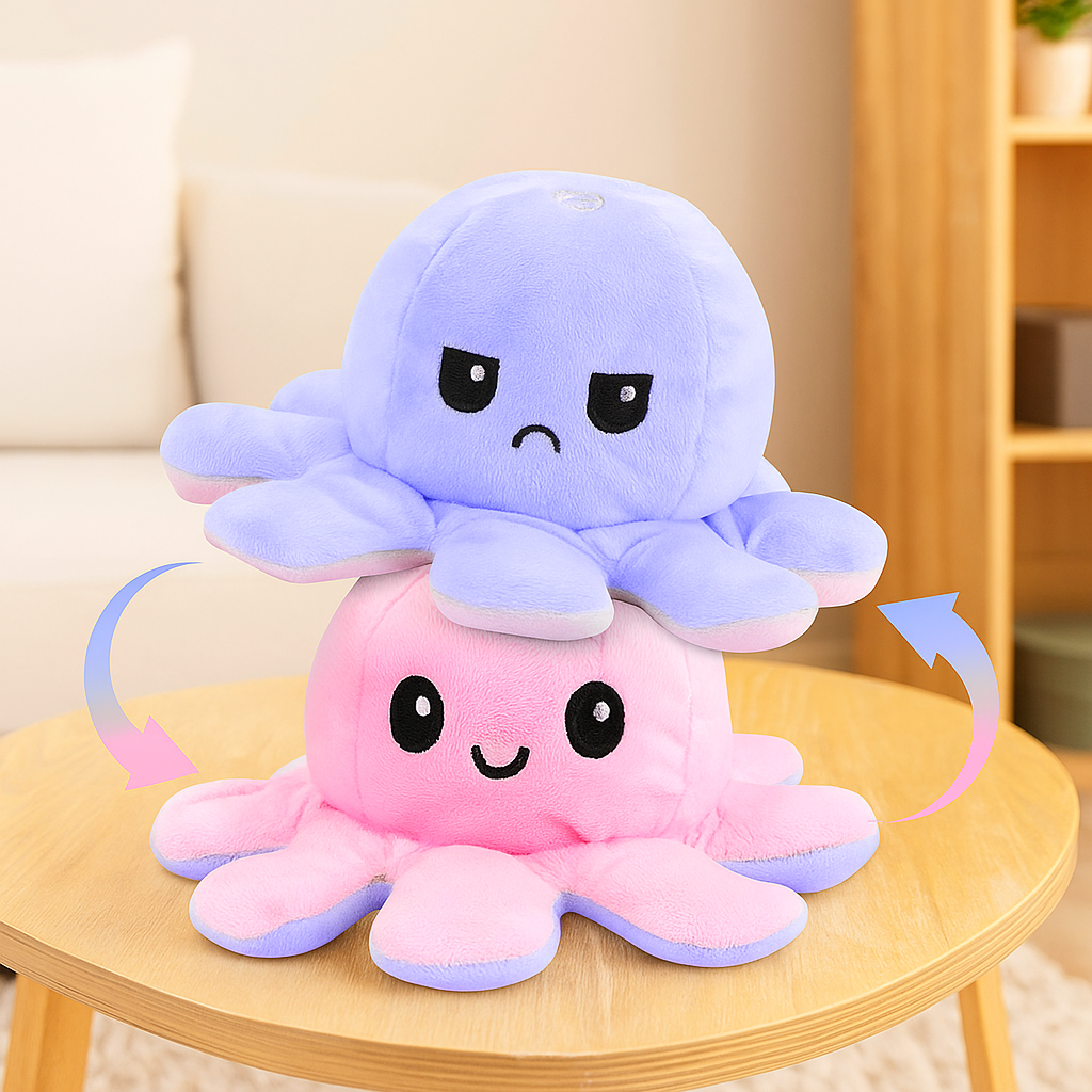 Reversible Octopus Plush Soft Toy - 12 cm (Purple)