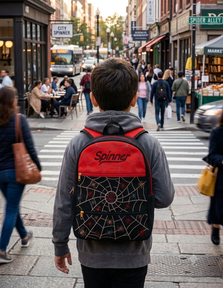 Black Spinner Plush Backpack