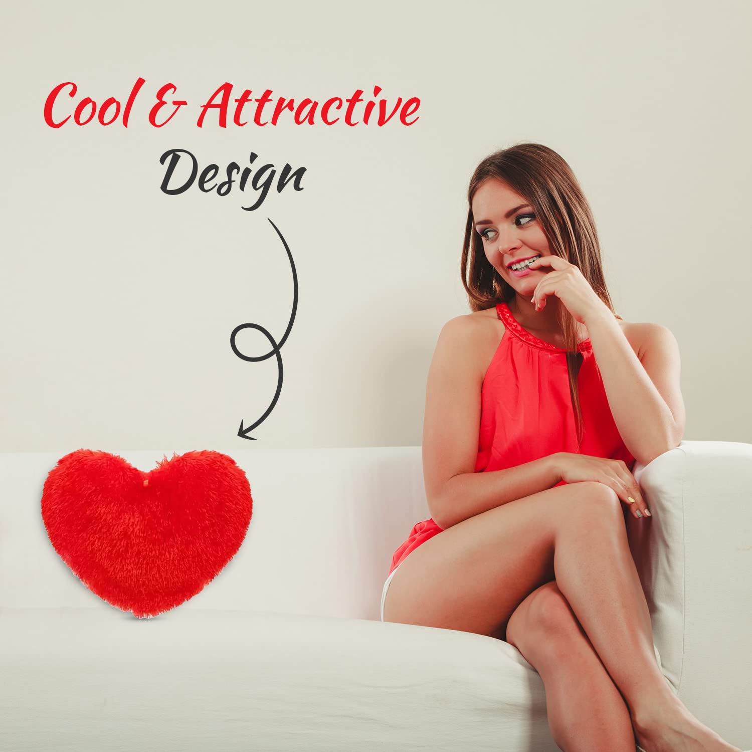 Velentine Red Heart Shaped Filled Cushion  - 13 inch