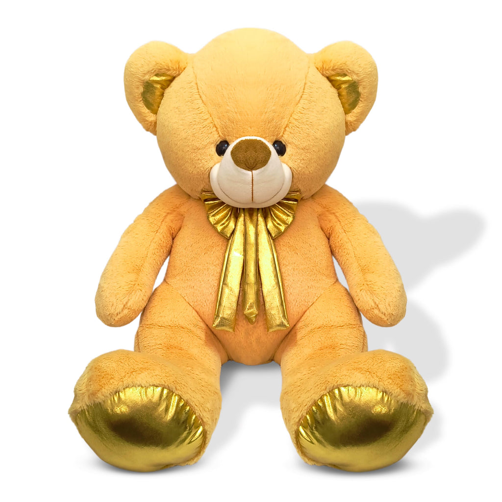 Golden Teddy with Shiny Golden Bow