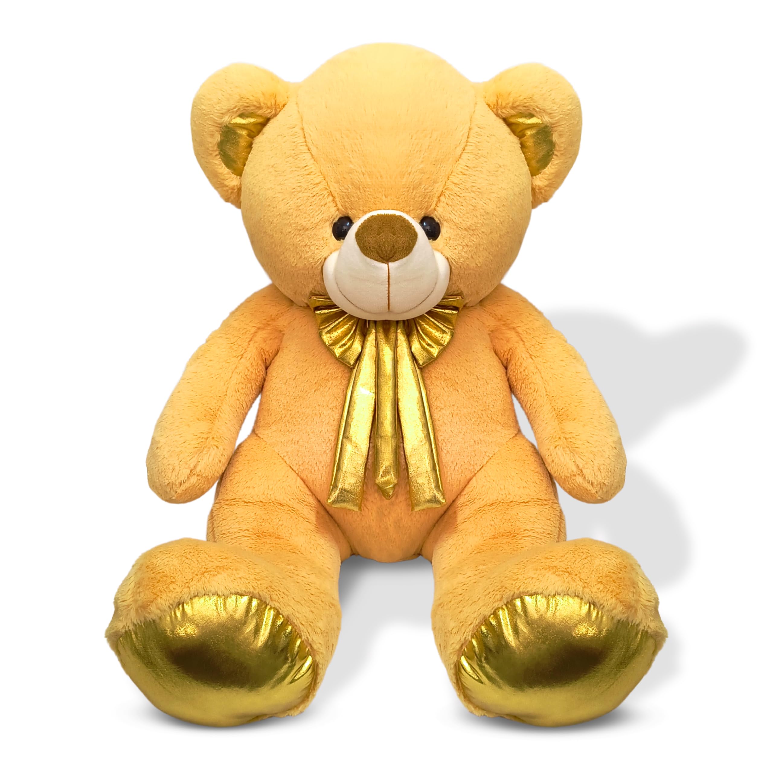 Golden Teddy with Shiny Golden Bow