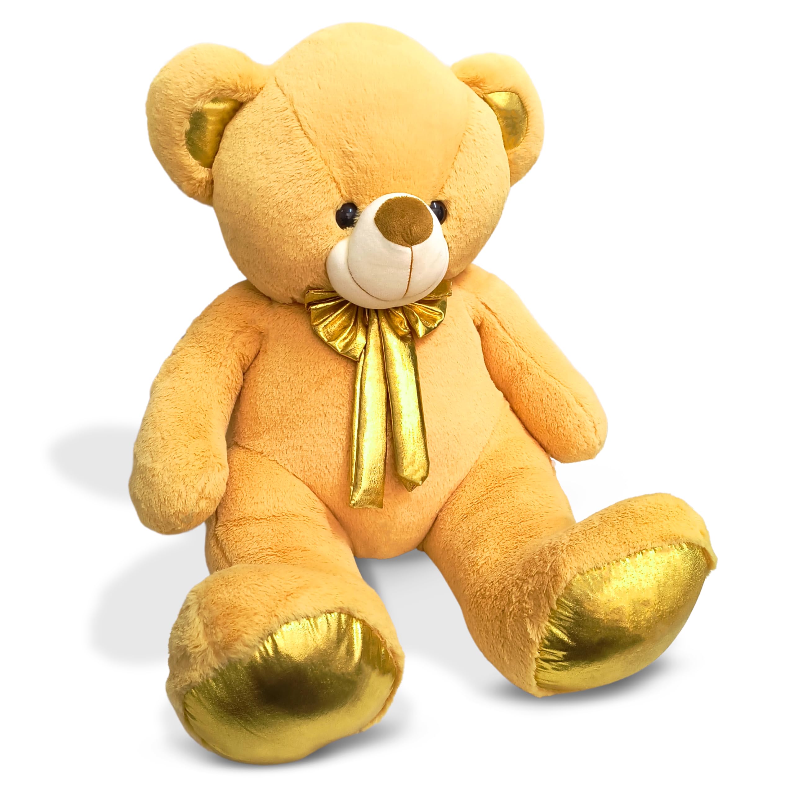 Golden Teddy with Shiny Golden Bow