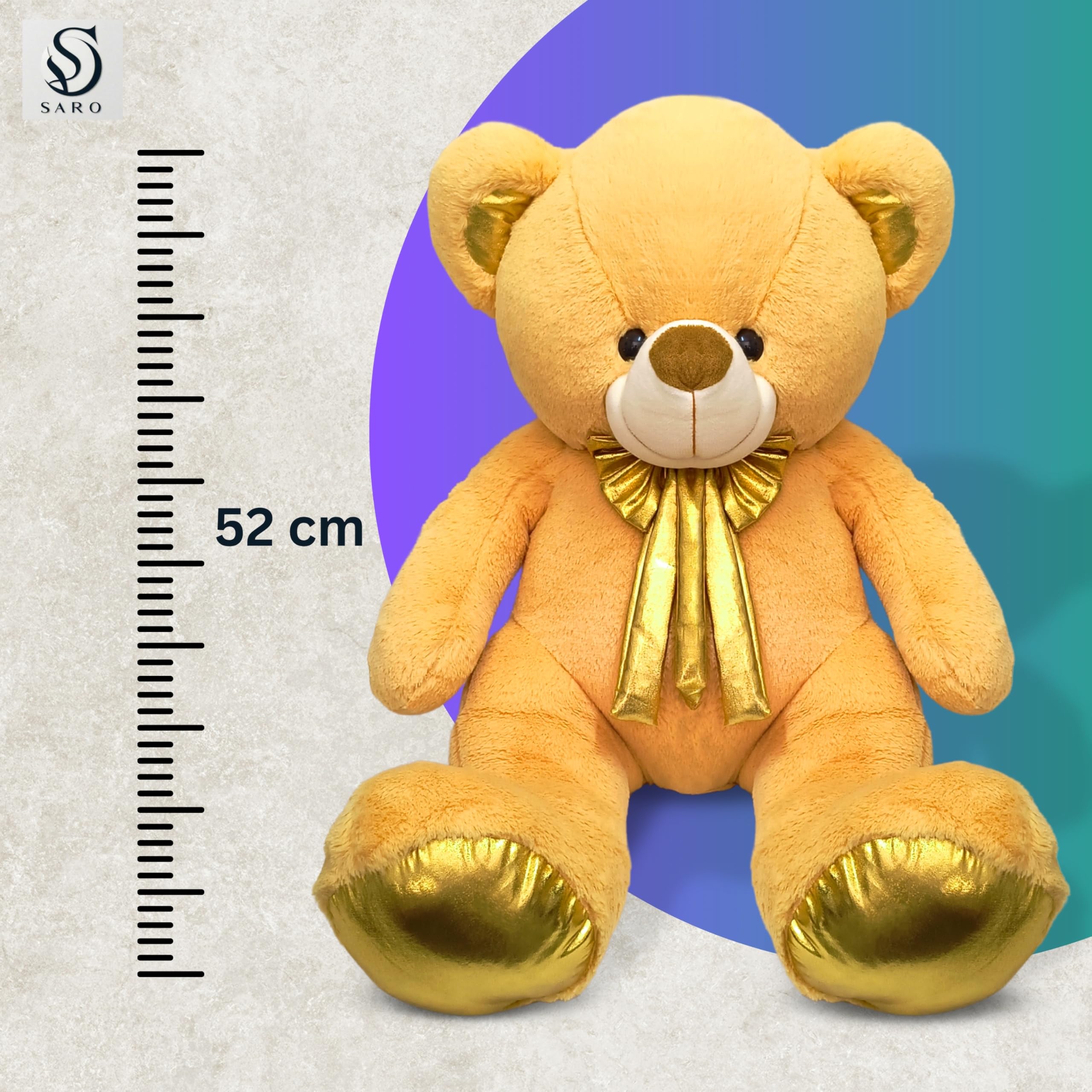 Golden Teddy with Shiny Golden Bow