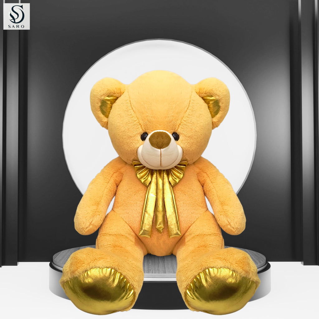 Golden Teddy with Shiny Golden Bow
