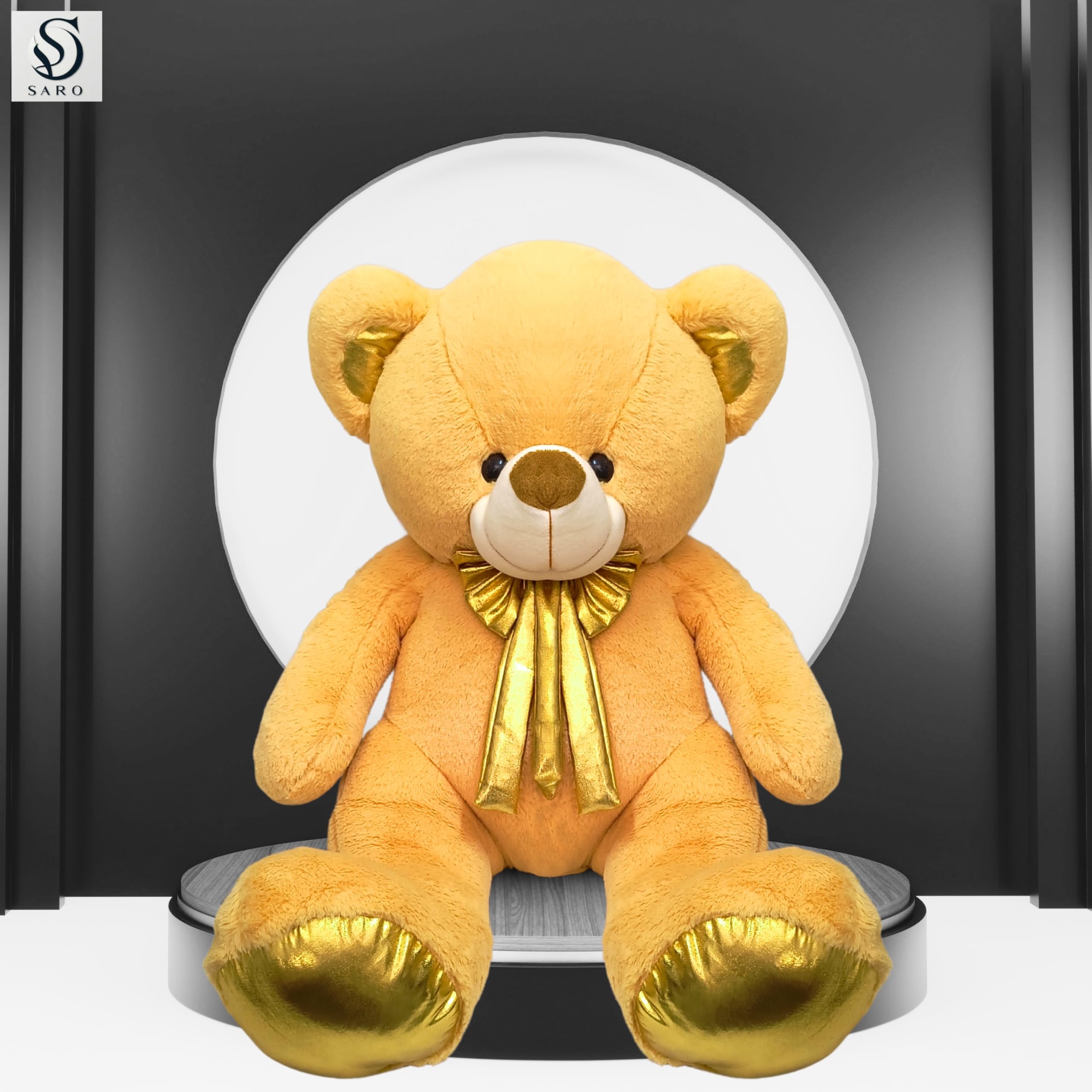 Golden Teddy with Shiny Golden Bow