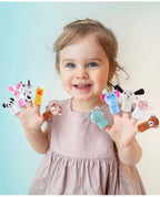 Animal Finger Puppets Soft Toys - Pack of 10  - 20 cm (Multicolor)