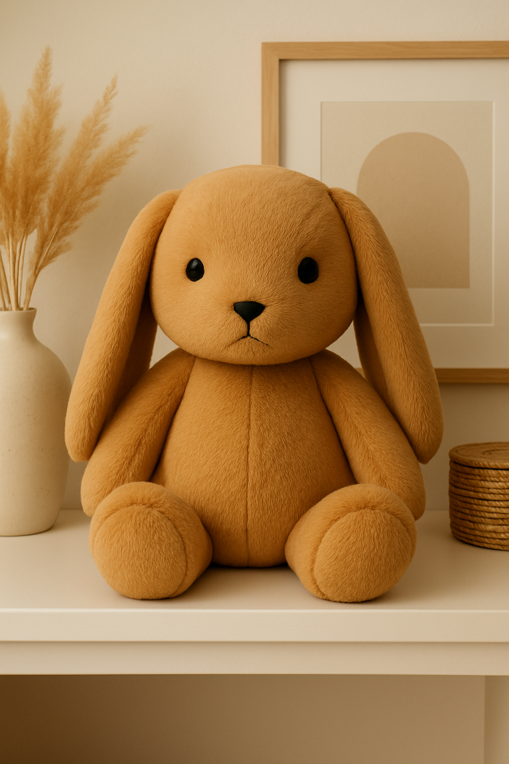 Bunny Stuffed Animal, Soft Caramel Rabbit, Long Floppy Ears  - 30 cm (Beige)