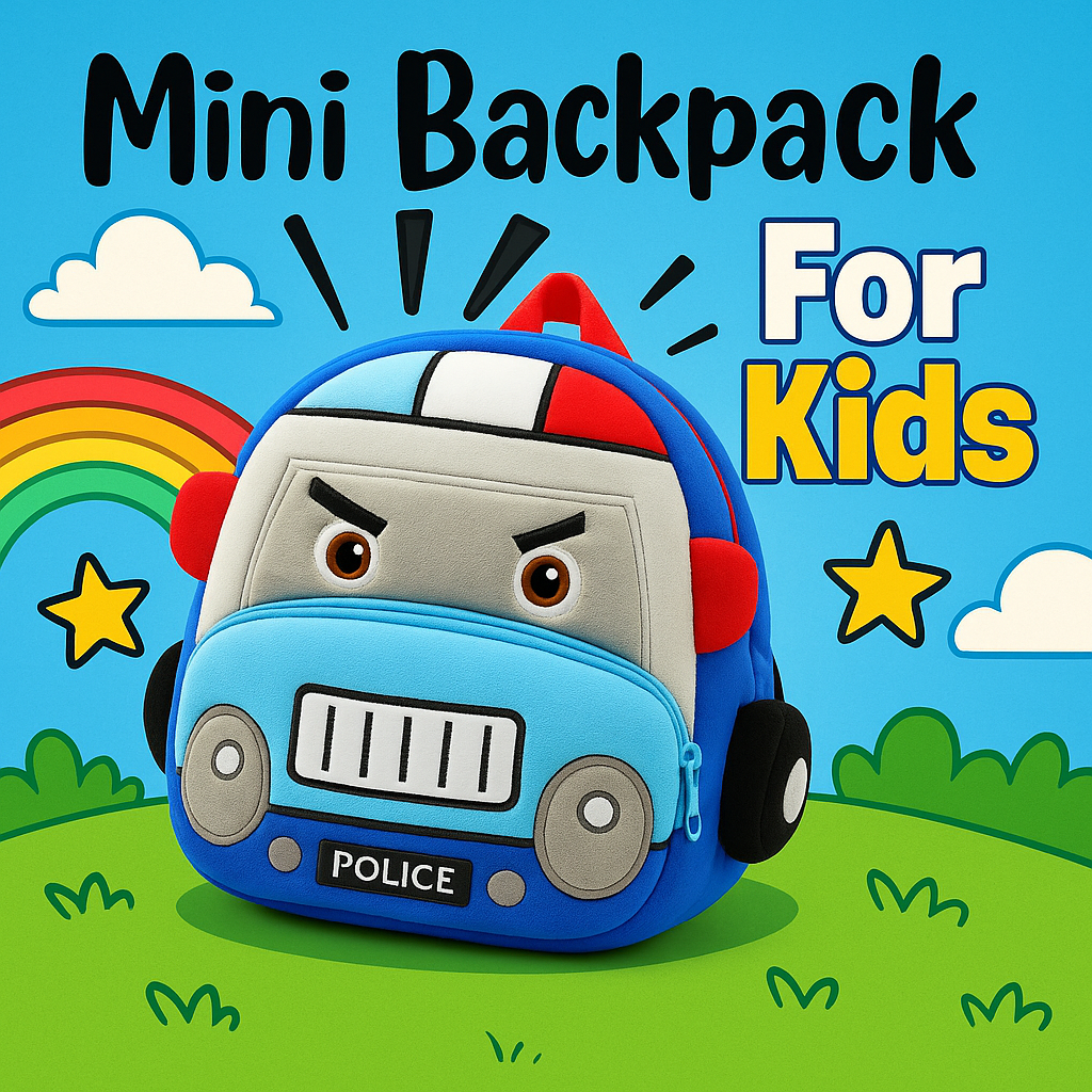 Mini Cartoon Backpack for Boys and Girls (Blue_Bus)