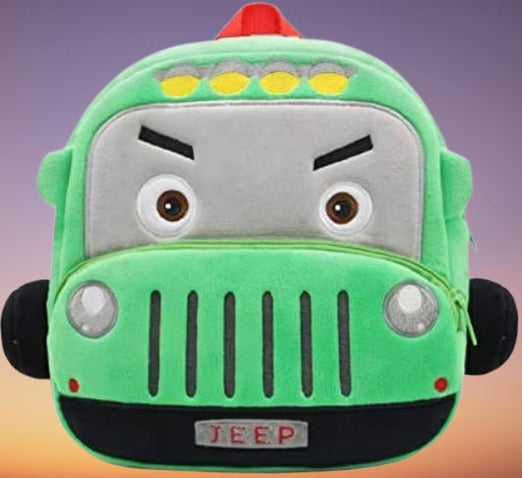 Mini Cartoon Backpack for Boys and Girls (Green_Bus)