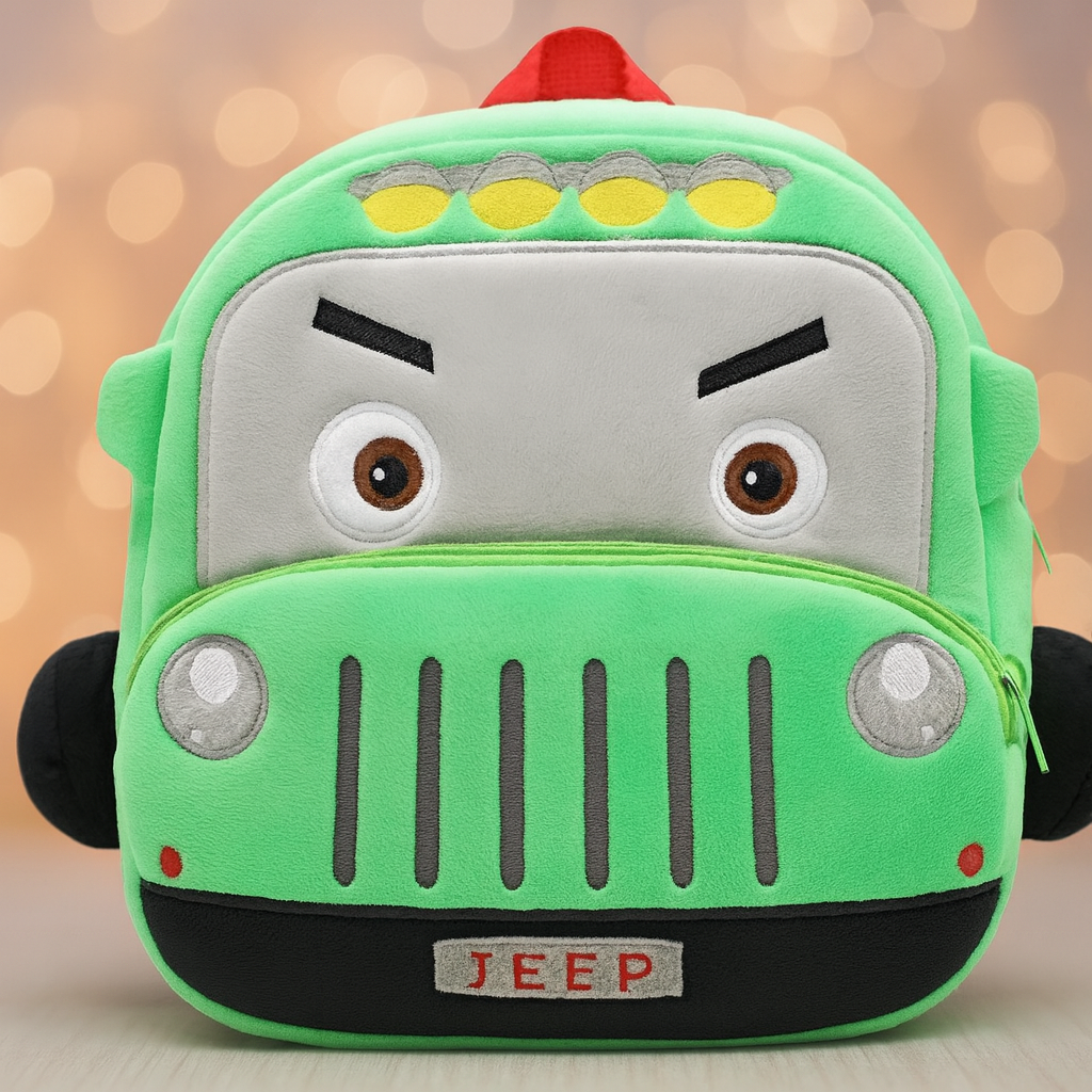 Mini Cartoon Backpack for Boys and Girls (Green_Bus)