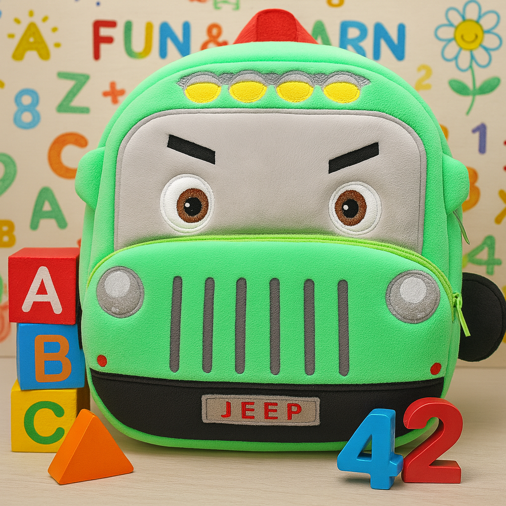 Mini Cartoon Backpack for Boys and Girls (Green_Bus)