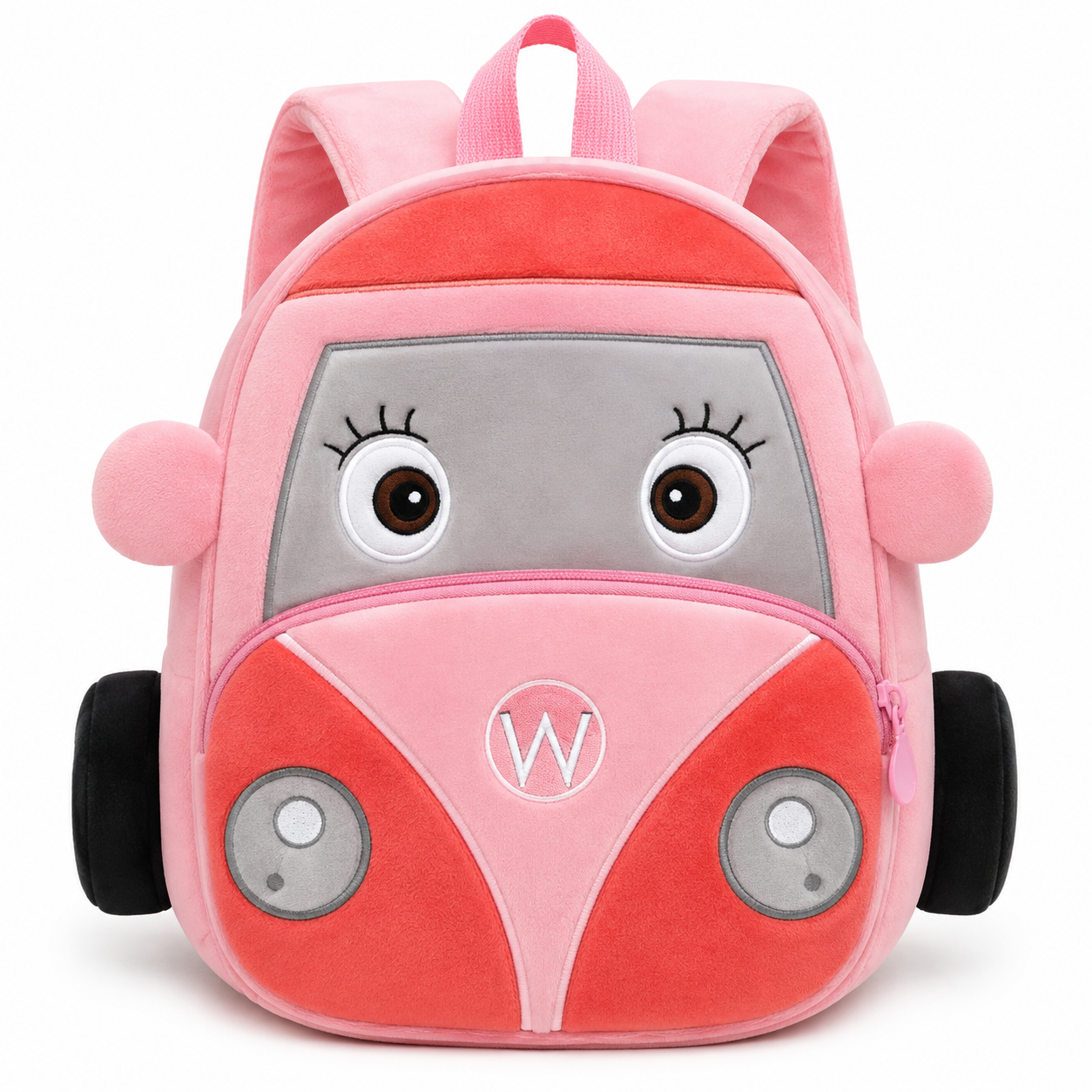 Mini Cartoon Backpack for Boys and Girls (Grey_Pink_Bus)