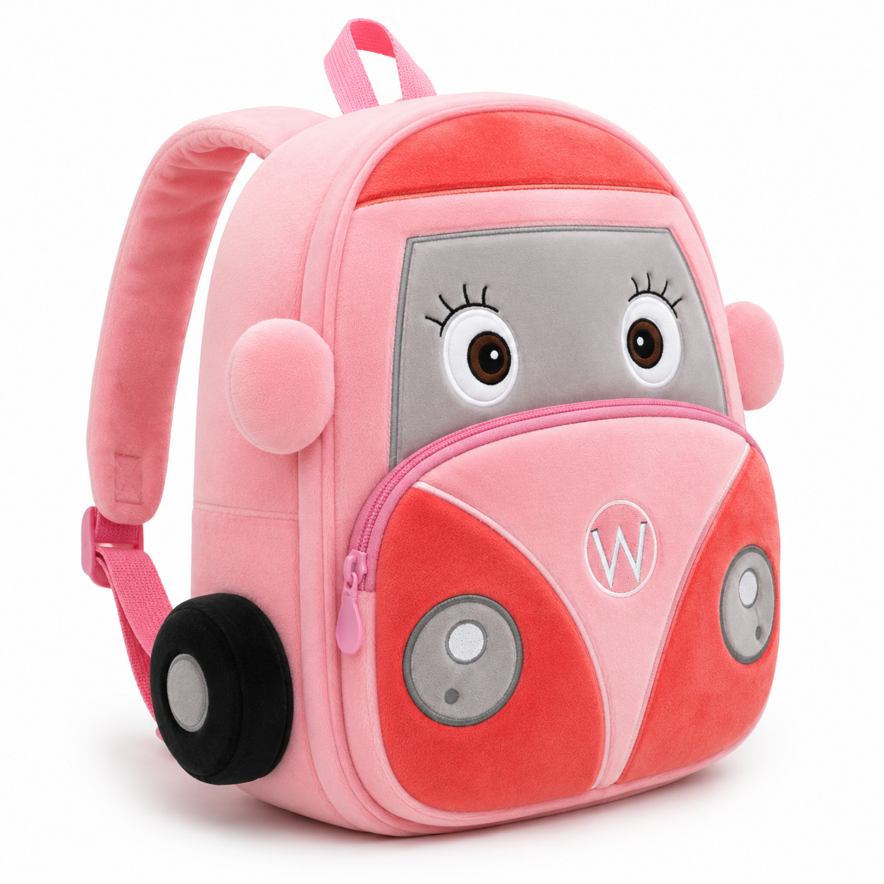 Mini Cartoon Backpack for Boys and Girls (Grey_Pink_Bus)