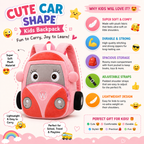Mini Cartoon Backpack for Boys and Girls (Grey_Pink_Bus)