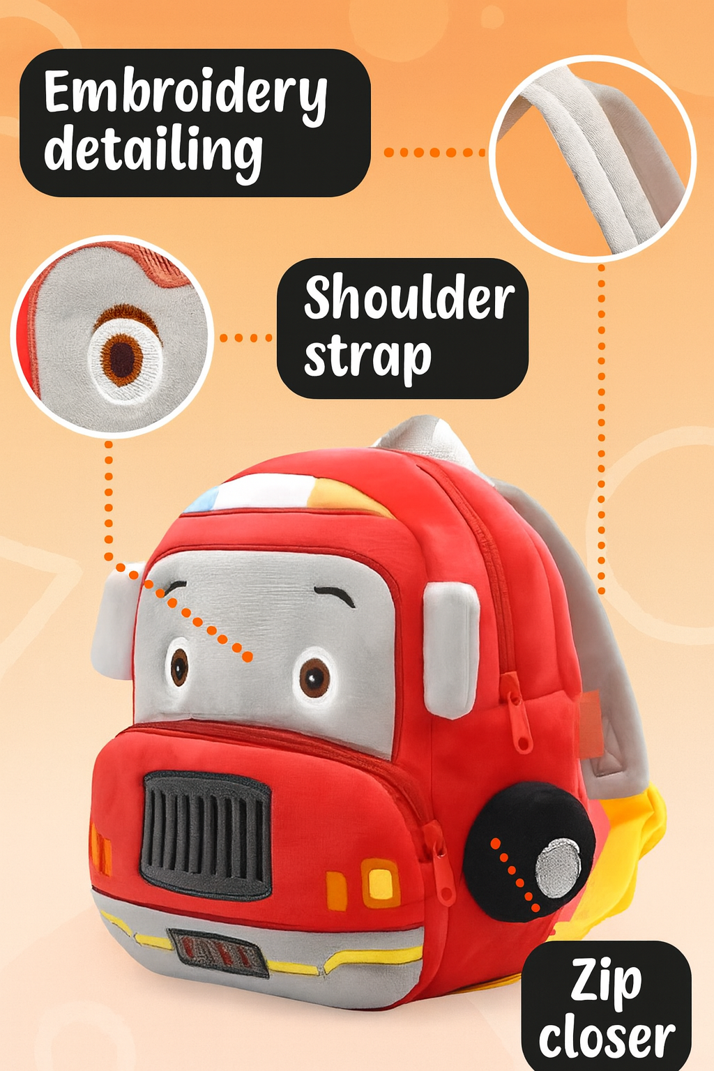 Mini Cartoon Backpack for Boys and Girls (Red_Bus)