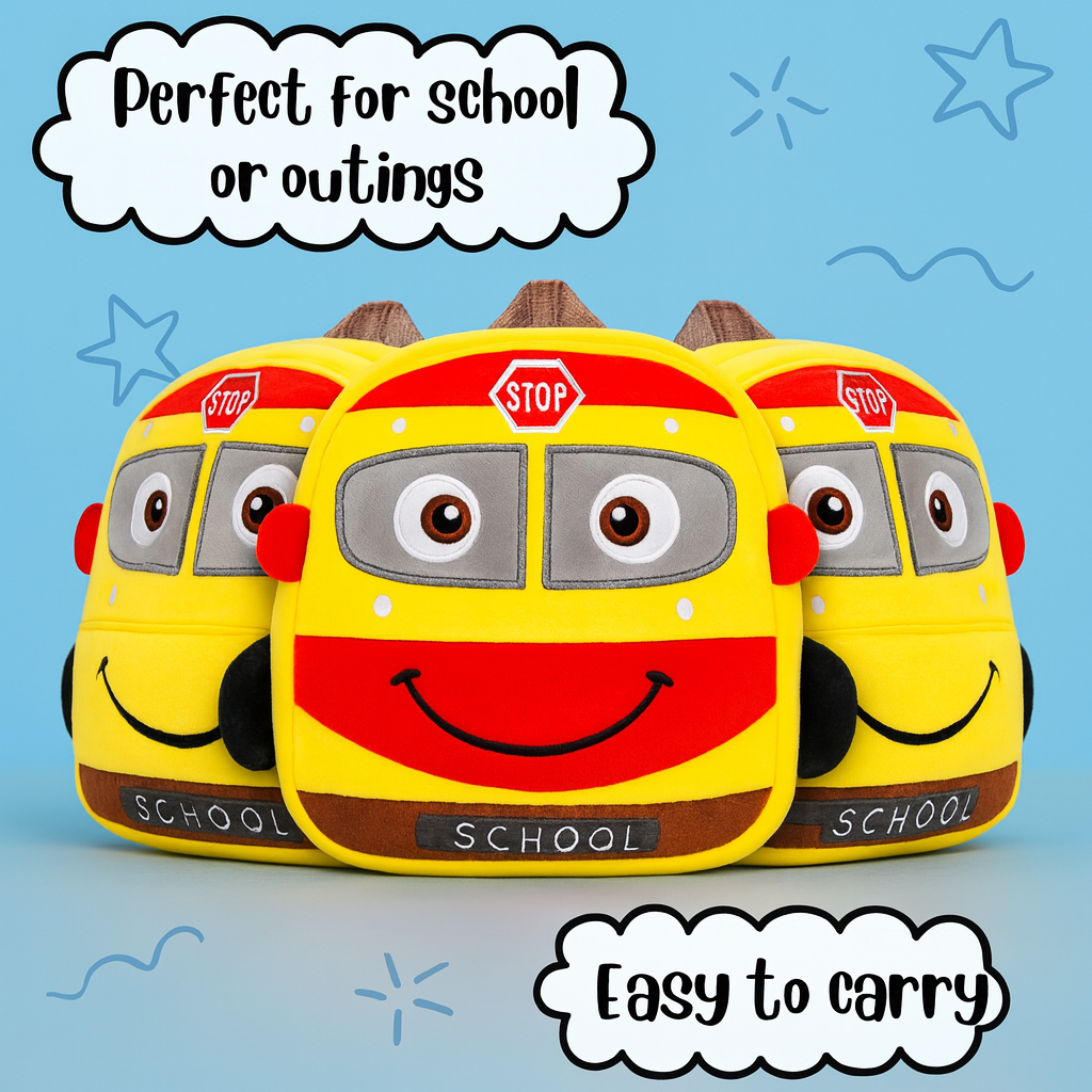Mini Cartoon Backpack for Boys and Girls (Yellow_Bus)