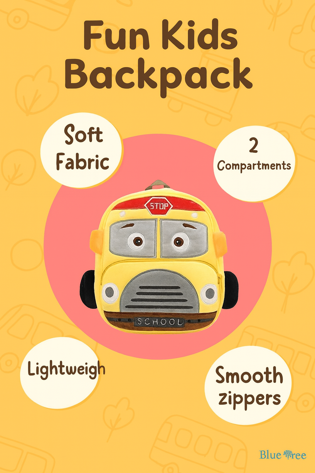 Mini Cartoon Backpack for Boys and Girls (Yellow_Bus)