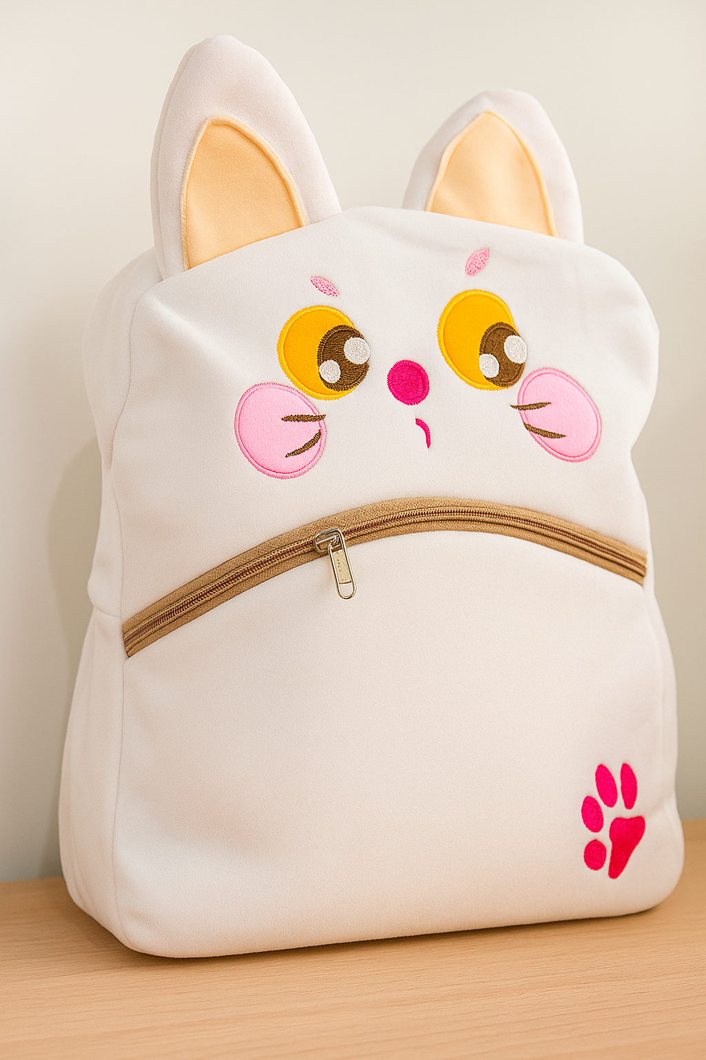 Pink Cat Plush Backpack