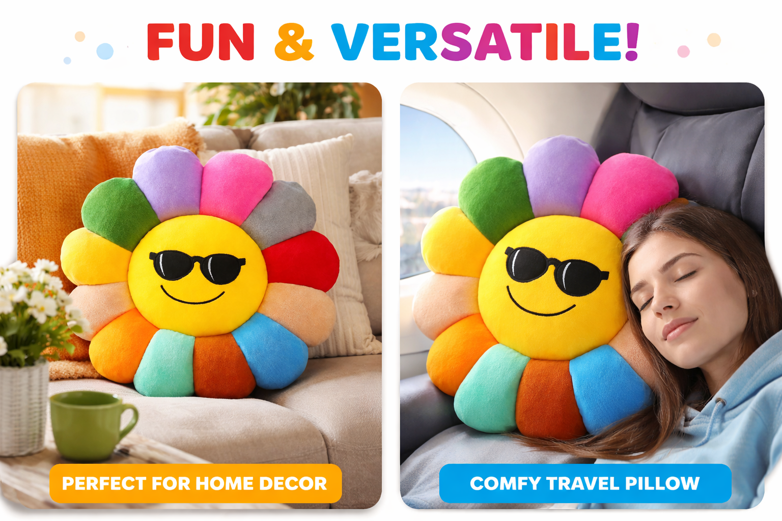 Multicoloured Sunflower Shaped Pillow/Cushion