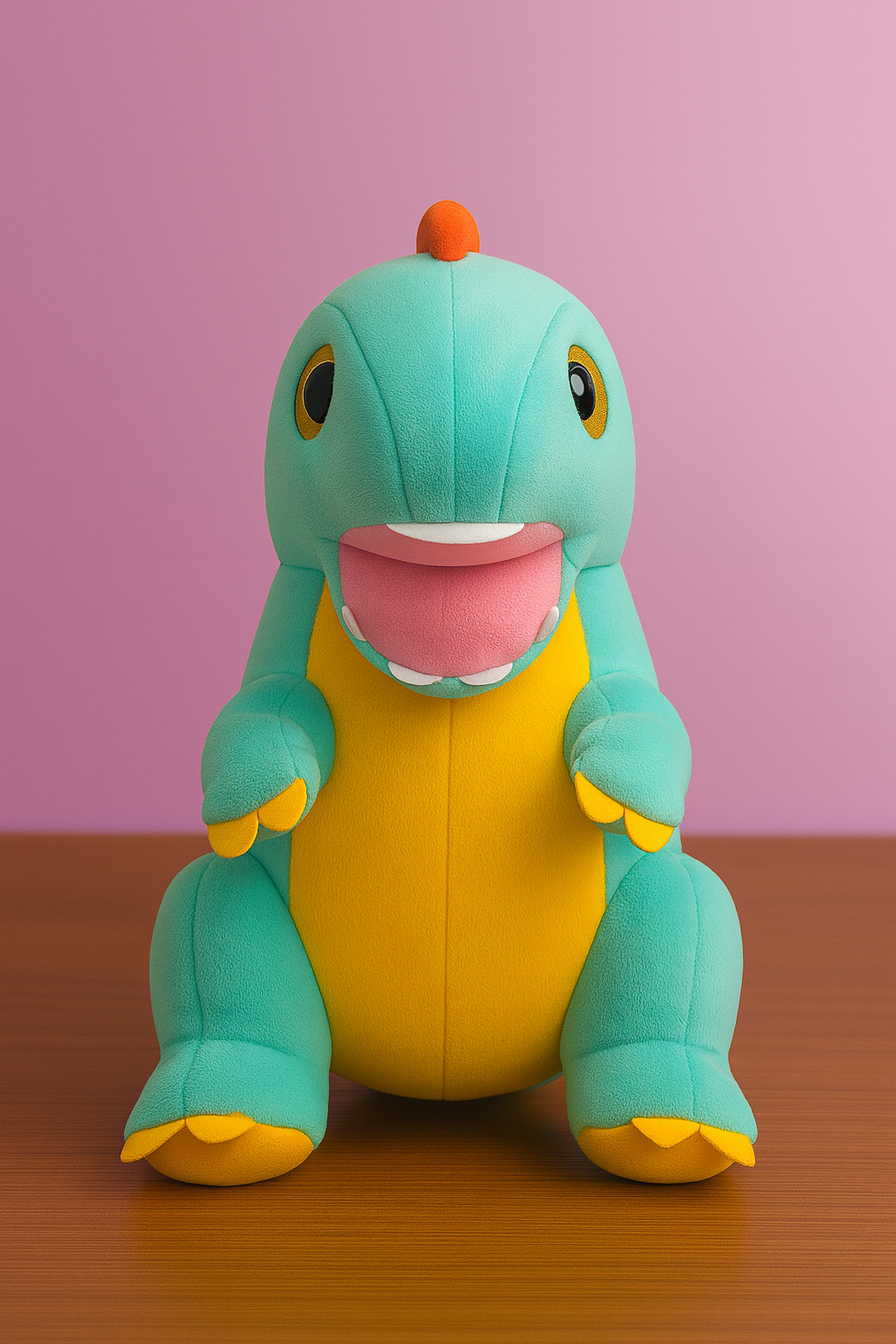 SARO Plush T-Rex Dinosaur, Turquoise Blue with Orange Spikes, Soft Stuffed Animal Toy | Cute, Plush/Soft Toy, Suitable for Boys, Girls and Kids, Super-Soft, Safe, 35 cm