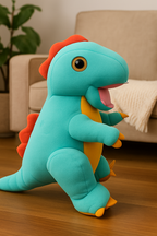 SARO Plush T-Rex Dinosaur, Turquoise Blue with Orange Spikes, Soft Stuffed Animal Toy | Cute, Plush/Soft Toy, Suitable for Boys, Girls and Kids, Super-Soft, Safe, 35 cm