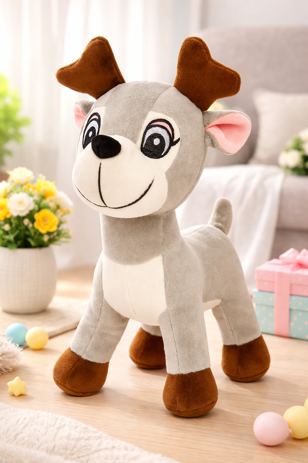 Cute Reindeer Soft Toy for Kids (Donkey Grey)