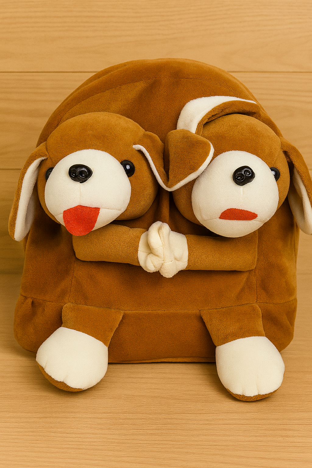 Double Dog Face Backpack 3D Animal Design(Green Dog)