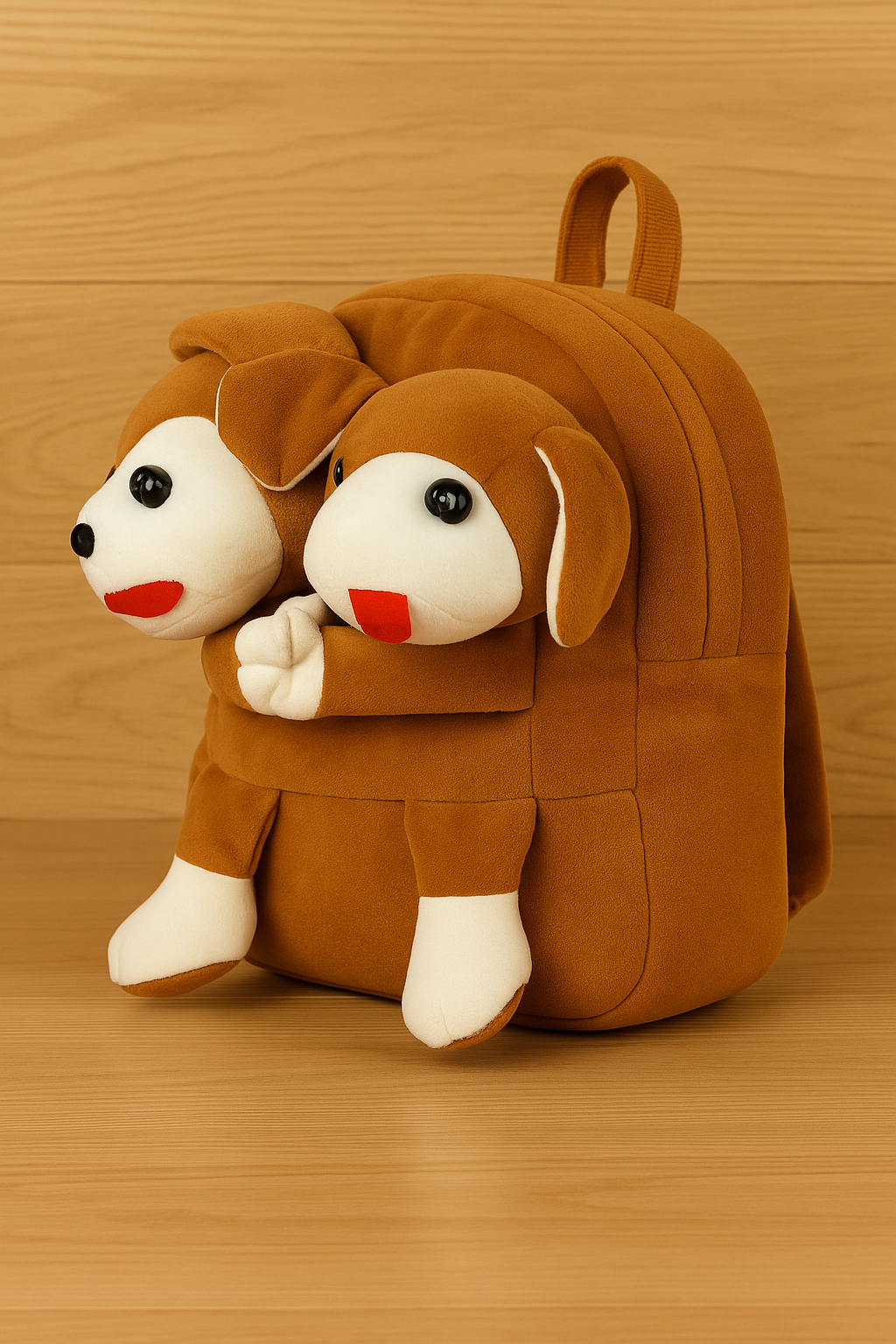 Double Dog Face Backpack 3D Animal Design(Green Dog)