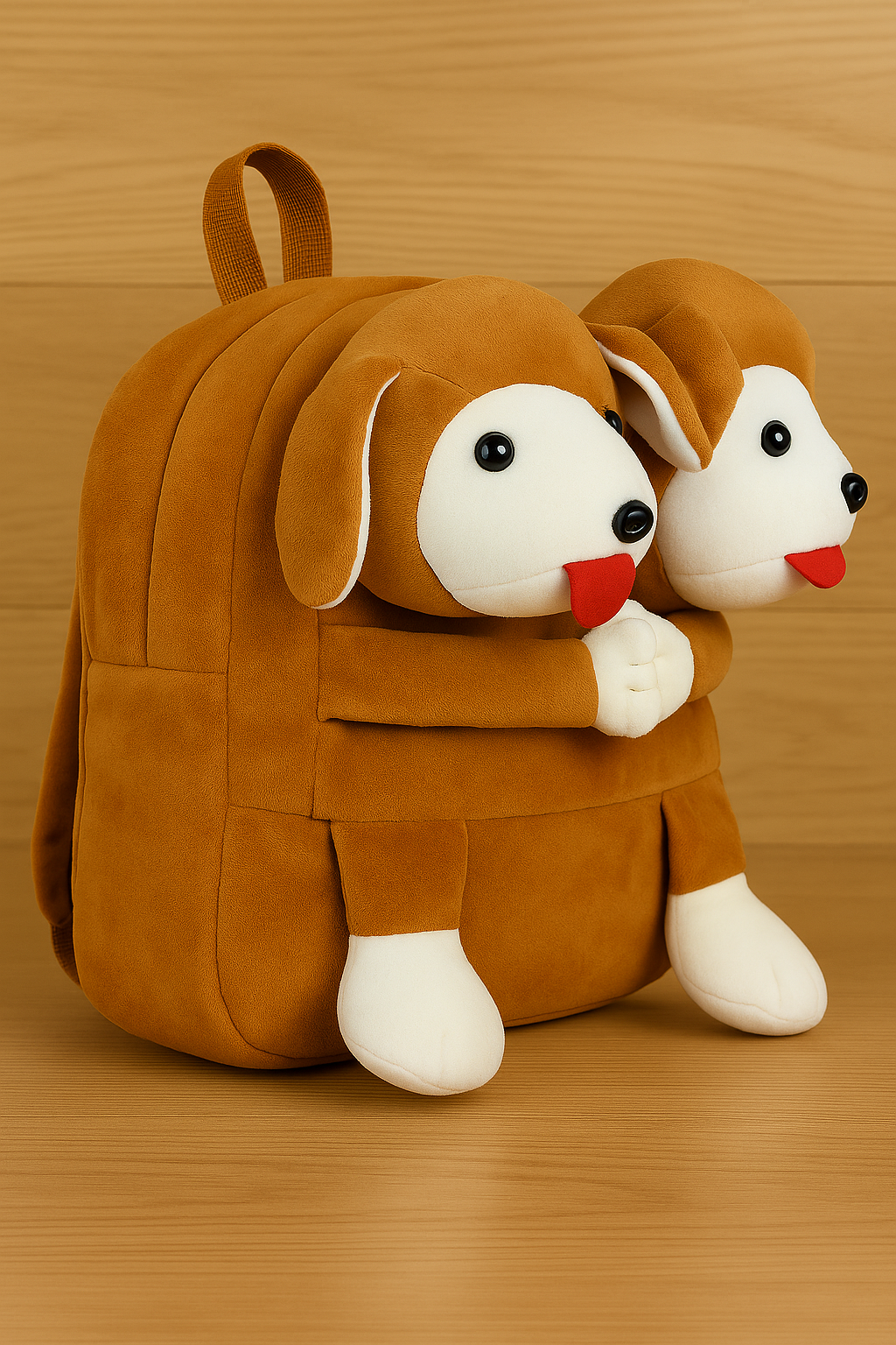 Double Dog Face Backpack 3D Animal Design(Green Dog)