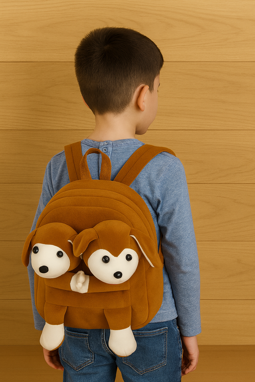 Double Dog Face Backpack 3D Animal Design(Green Dog)