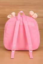 Double Face Kids Pink Rabit Backpack, Plush 3D Animal Design