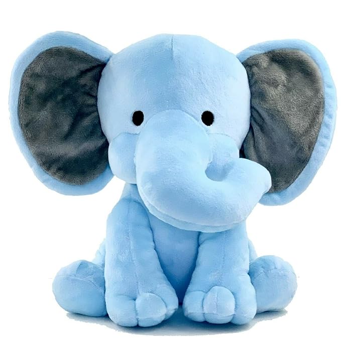 Elephant Sitting Plush Soft Toy Cute Kids Animal (Blue, 30 cm)