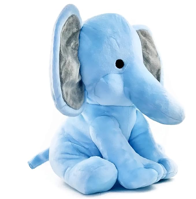 Elephant Sitting Plush Soft Toy Cute Kids Animal (Blue, 30 cm)