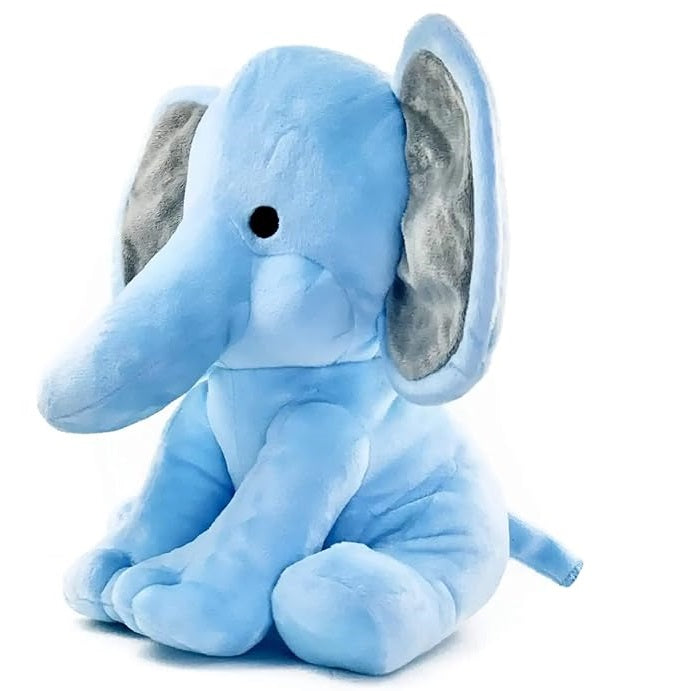 Elephant Sitting Plush Soft Toy Cute Kids Animal (Blue, 30 cm)