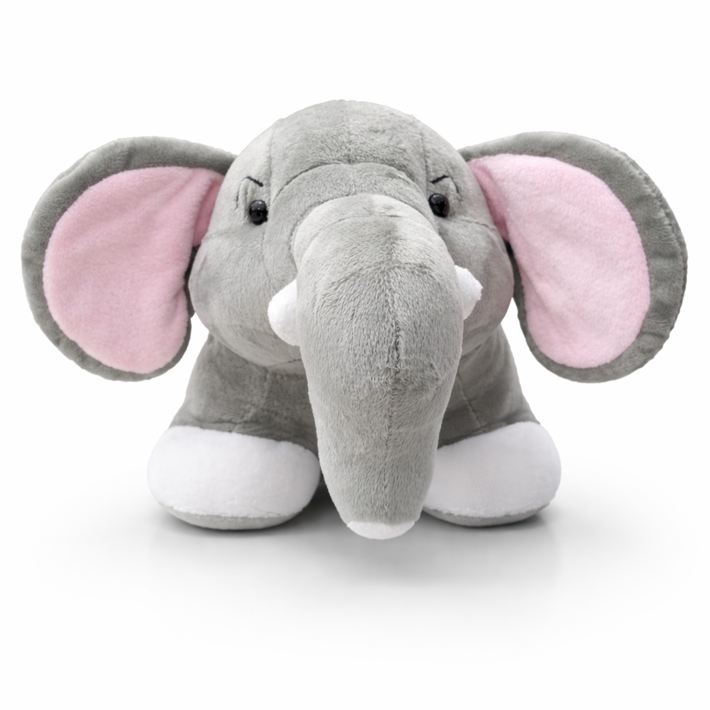 Cute Grey Elephant Soft Toy with Pink Ears & Feet