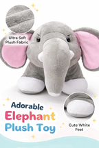 Cute Grey Elephant Soft Toy with Pink Ears & Feet
