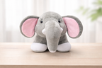 Cute Grey Elephant Soft Toy with Pink Ears & Feet