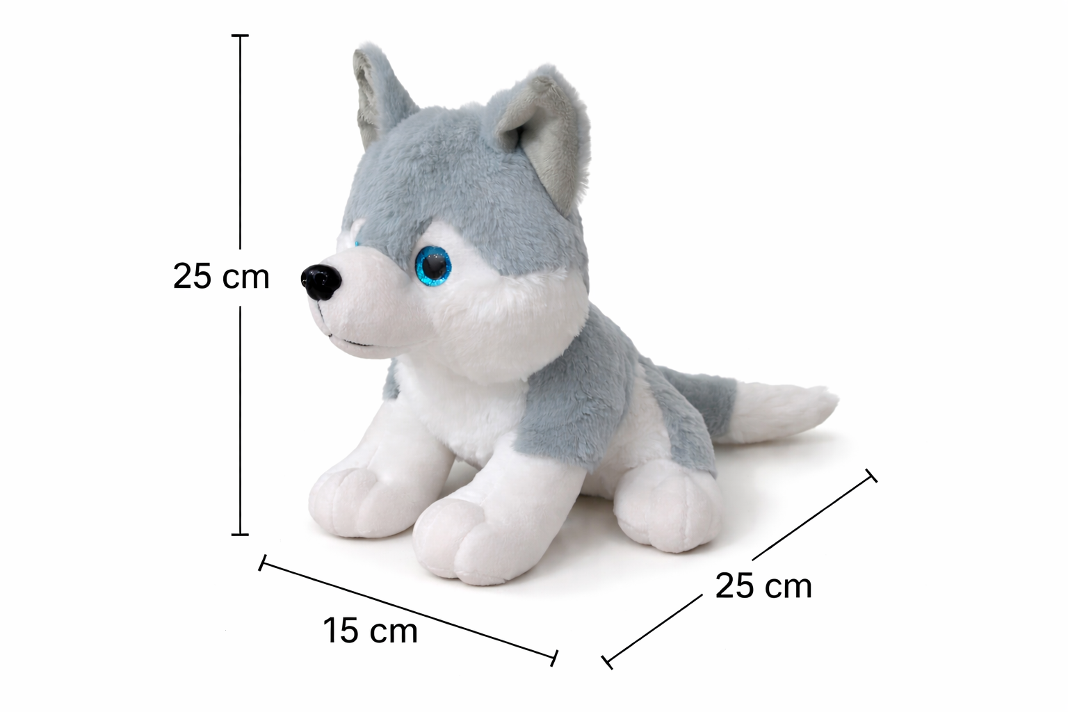 Realstic Husky Dog Stuffed Plush Toy, Grey and White 25cm
