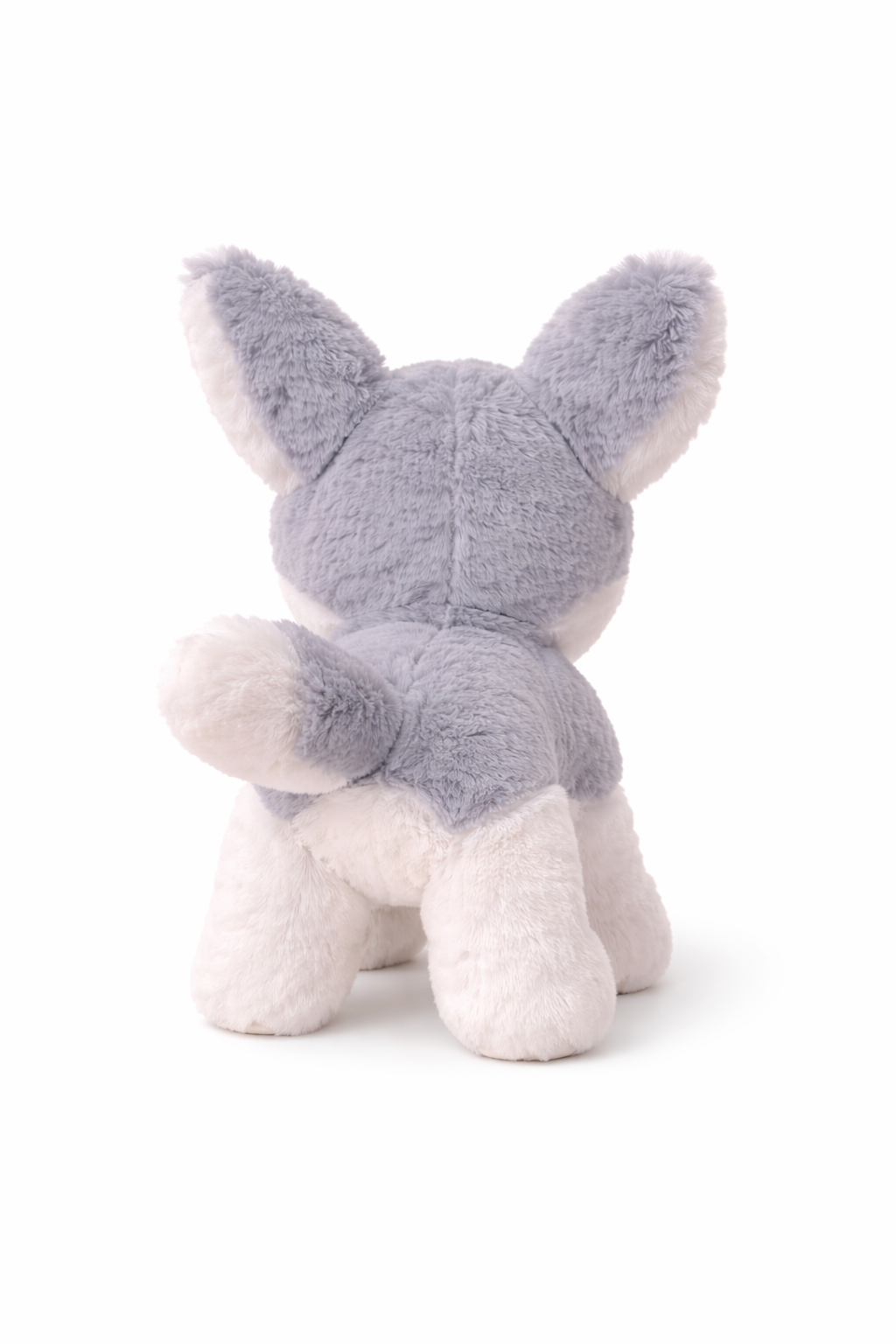 Realstic Husky Dog Stuffed Plush Toy, Grey and White, (18cm)