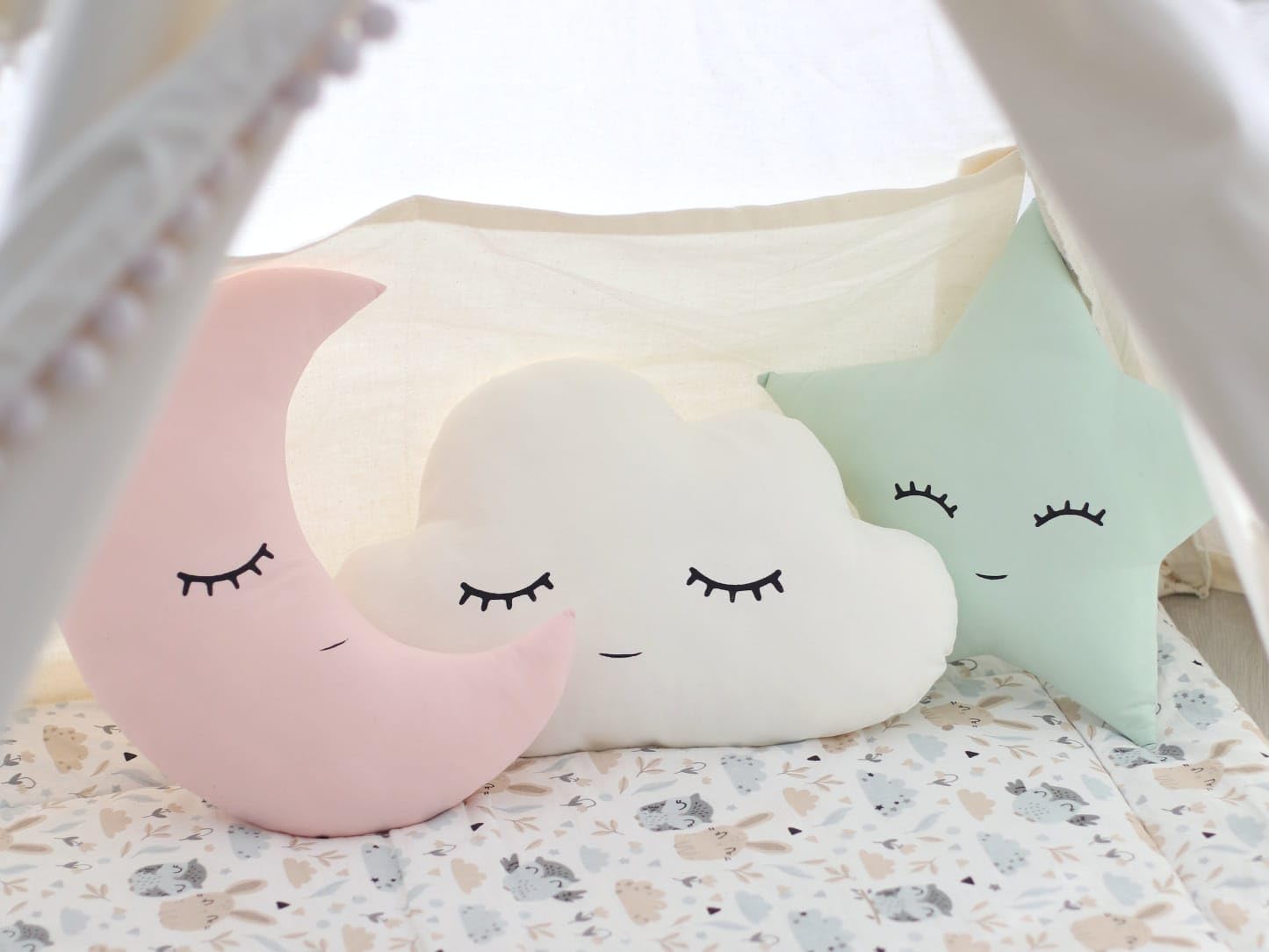 Star, Cloud and Moon Shaped Decorative Plush Pillow Combo