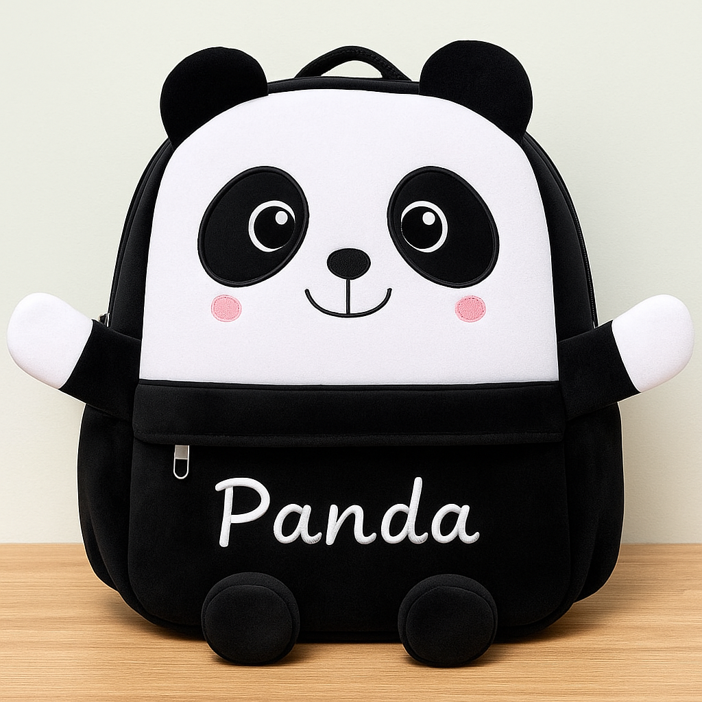 Black Panda Plush Backpack
