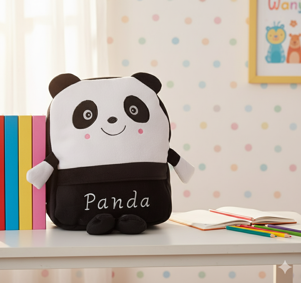Black Panda Plush Backpack