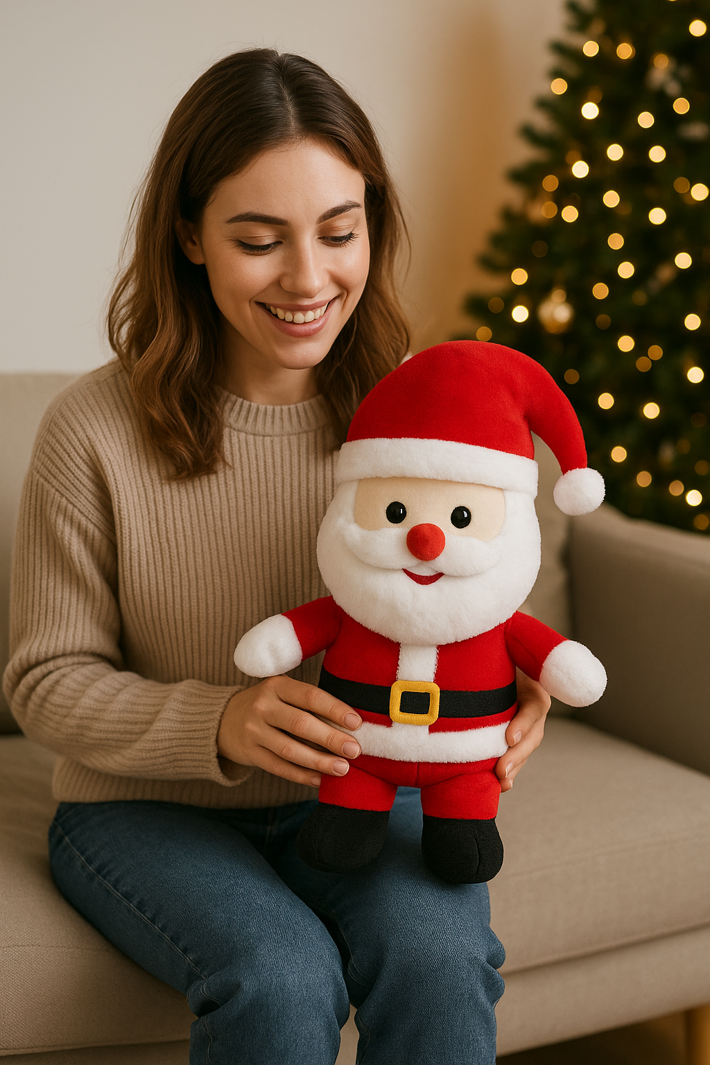 Santa Claus Soft Toy for Kids, Christmas Gift & Home Décor Stuffed Toy  - 35 cm (Red)