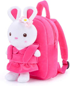 Bunny Backpack, Pink, Soft Plush Fabric, Medium, Zipper Closure, for Toddlers and Girls