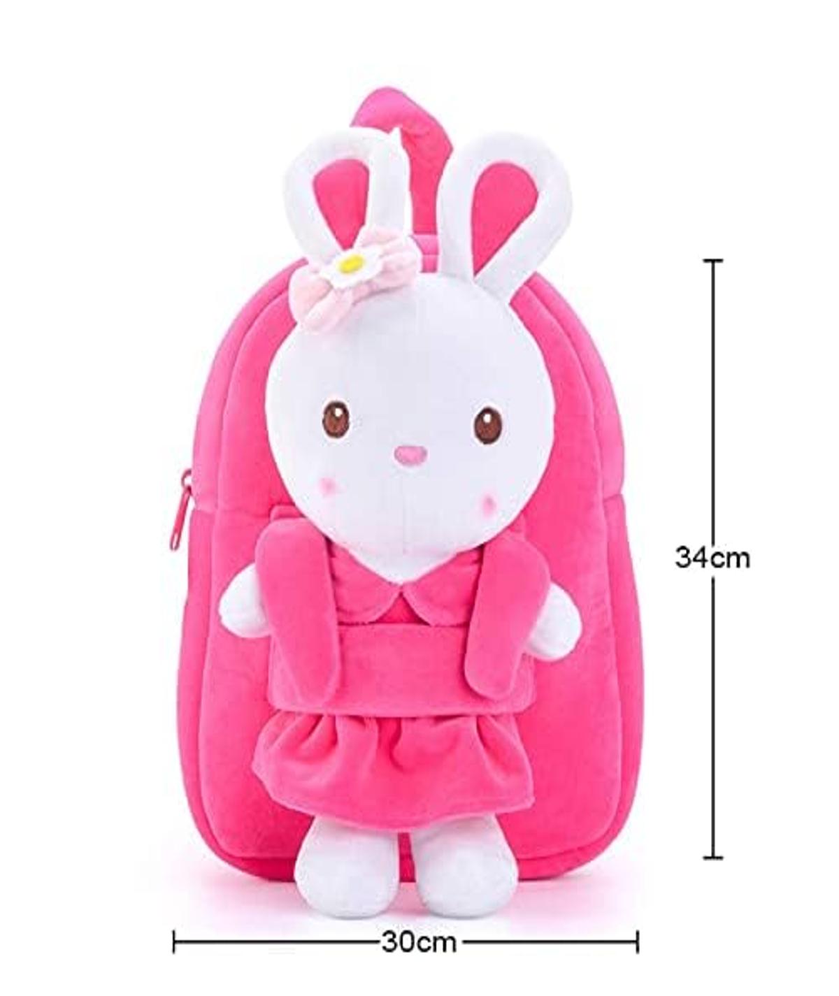 Bunny Backpack, Pink, Soft Plush Fabric, Medium, Zipper Closure, for Toddlers and Girls