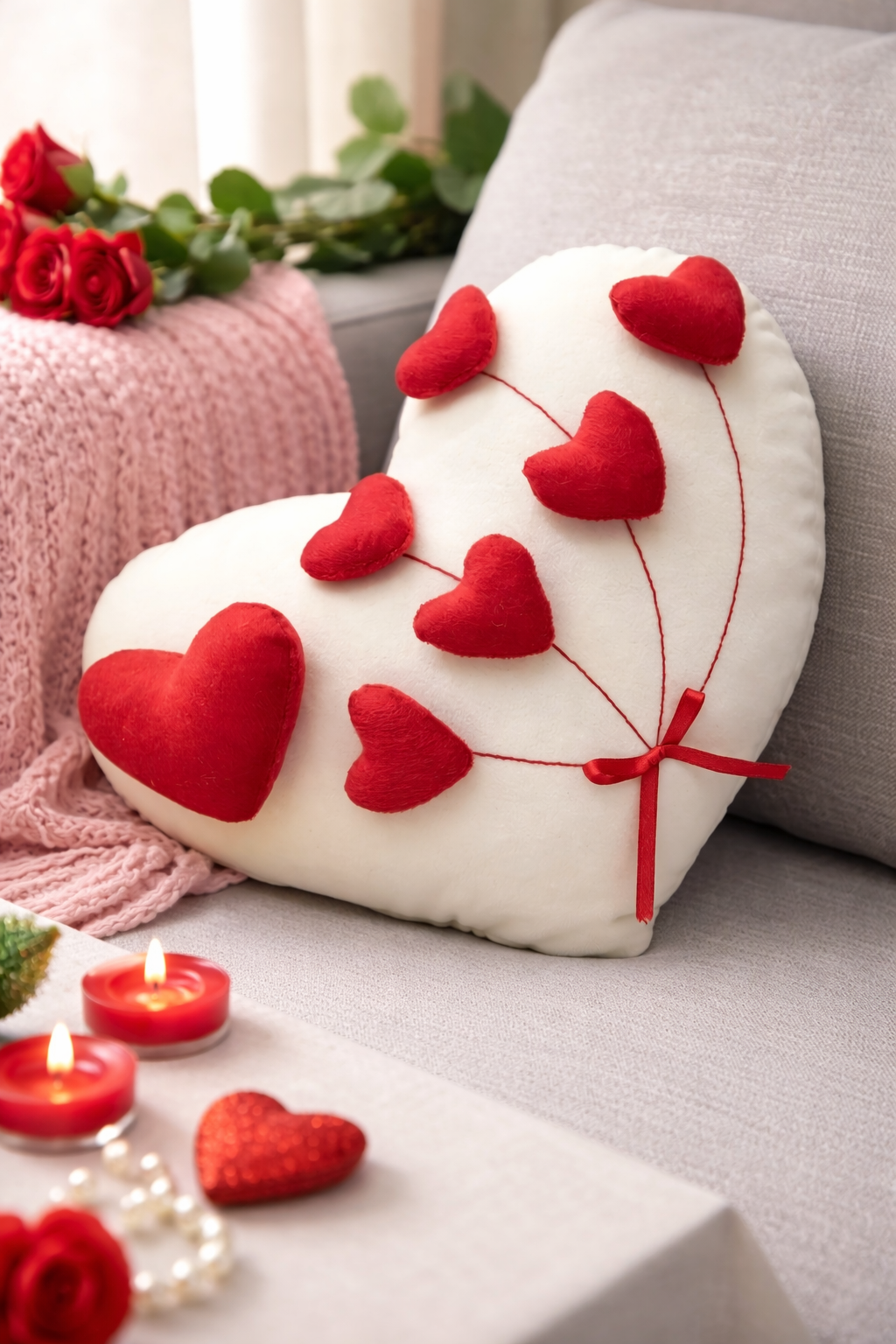 Polyester Fibre Cushion Pack of 1 Solid Valentine (Cream)