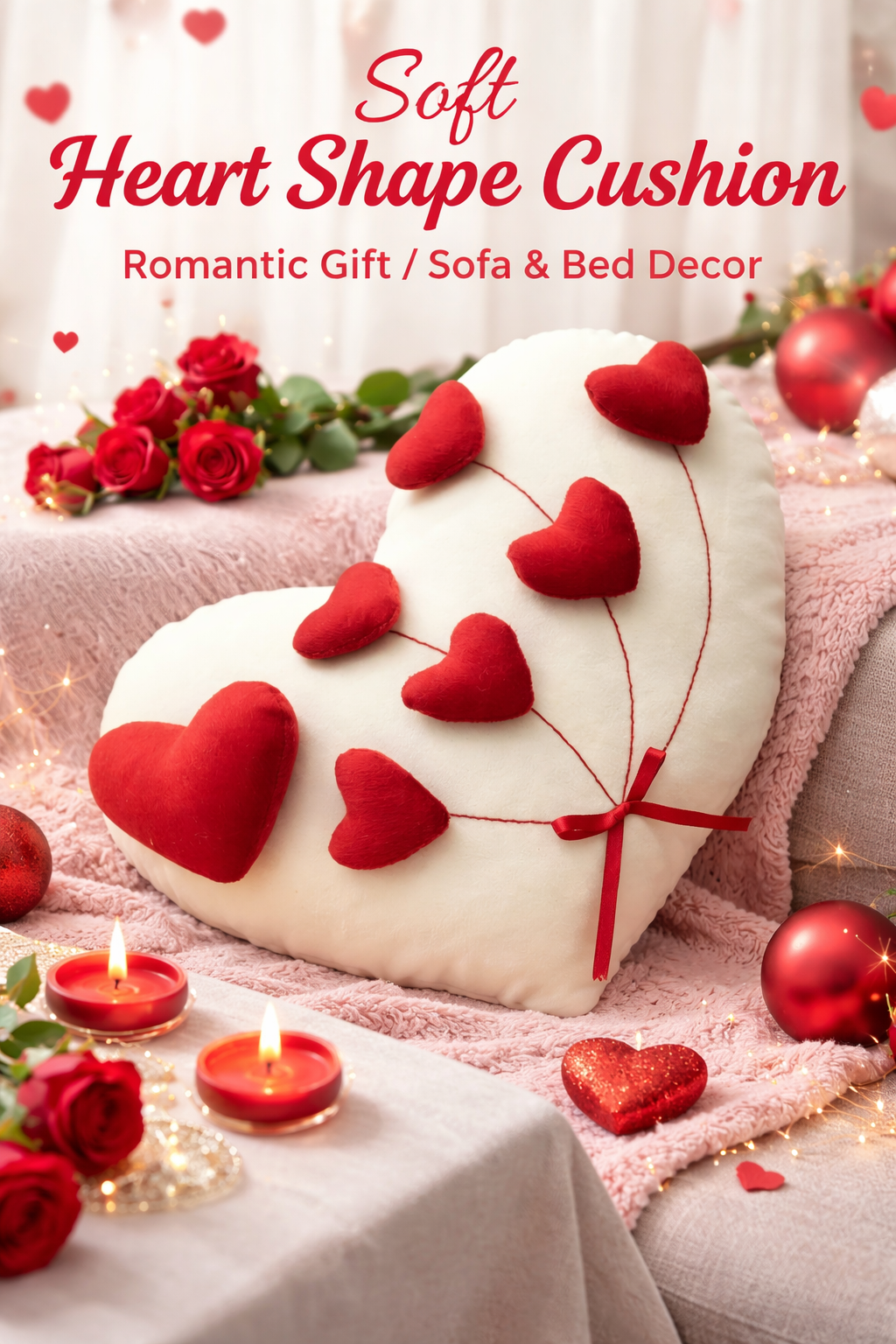 Polyester Fibre Cushion Pack of 1 Solid Valentine (Cream)