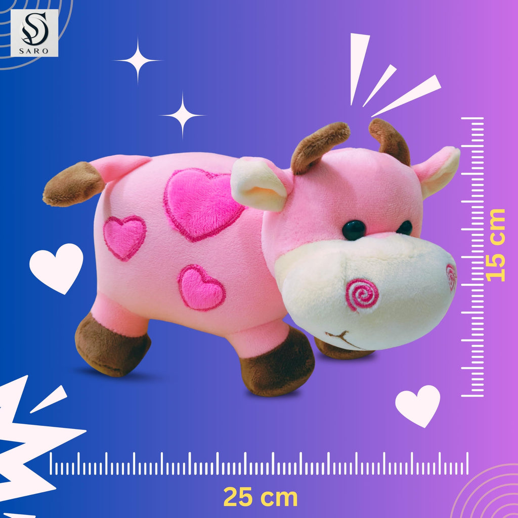 Cow Tremp Plush Soft Toy Cute Kids Animal (Pack of 1)(30 Cm) (Pink)